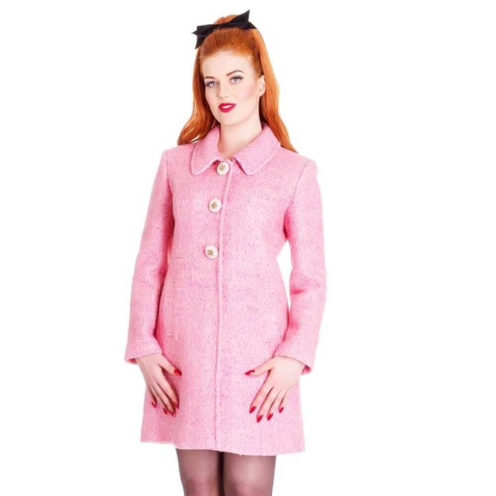 Hell bunny original- M pink coat retro mod